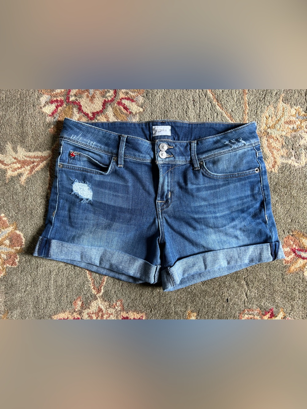 Hudson Women’s Blue Distressed Denim Jean Shorts size 29